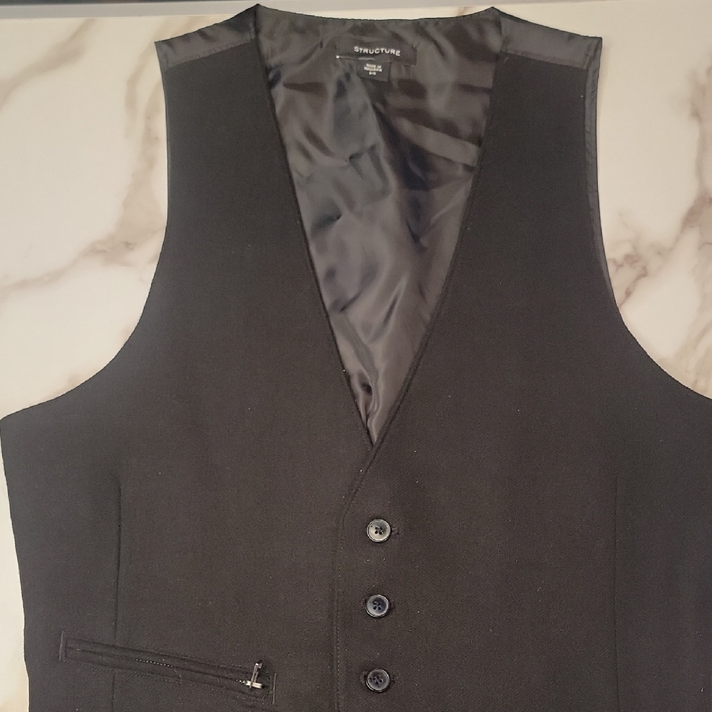 Structure Charcoal Vest with Satin Lining